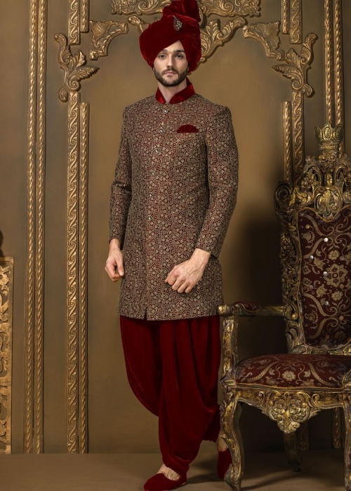 Red-Sherwani-style-for-man